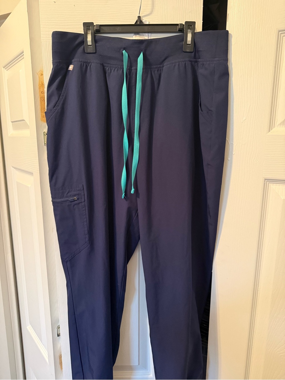 Figs Navy Jogger Pants with Teal Drawstring